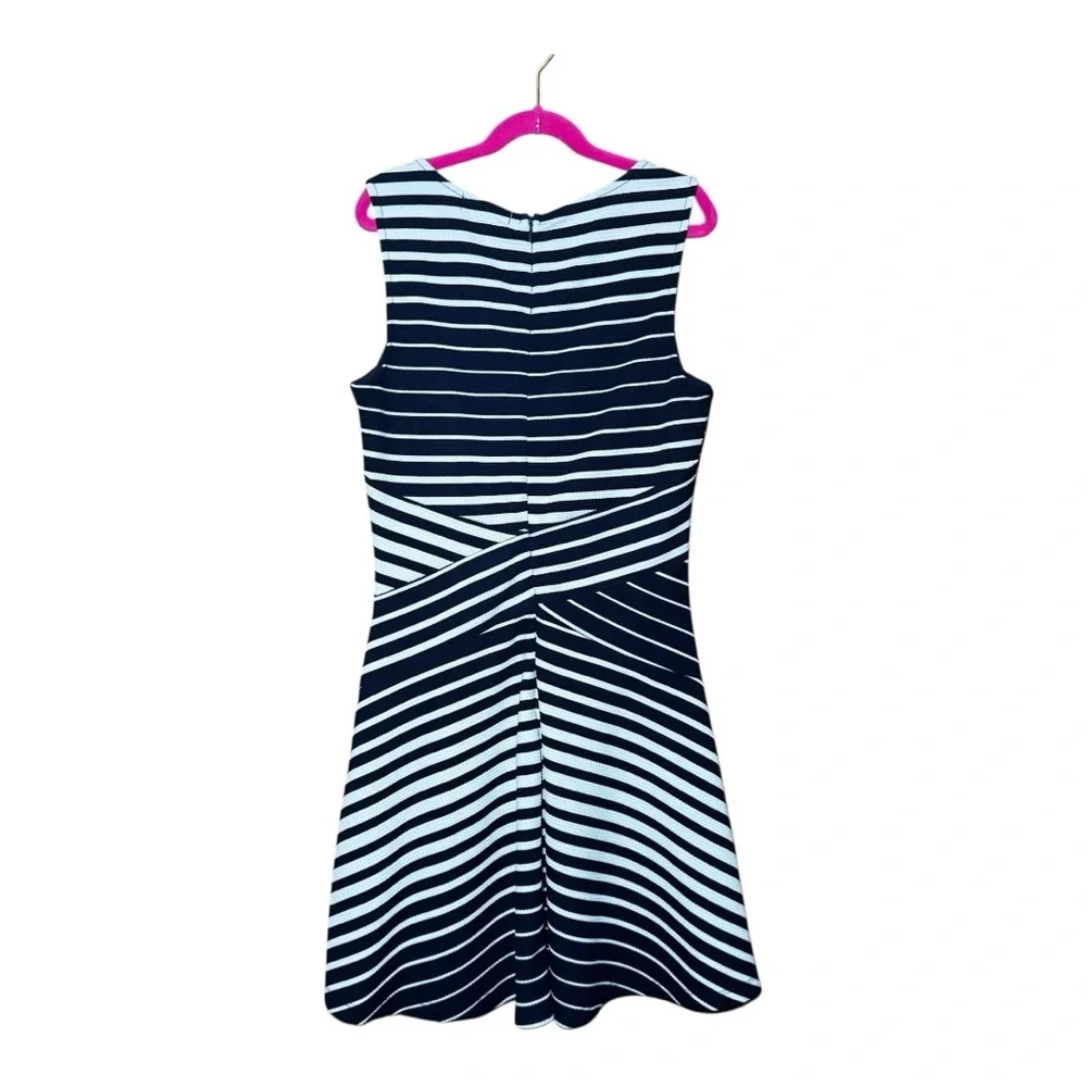 Monteau Navy and White Striped Midi Dress Size M - Picture 4 of 5